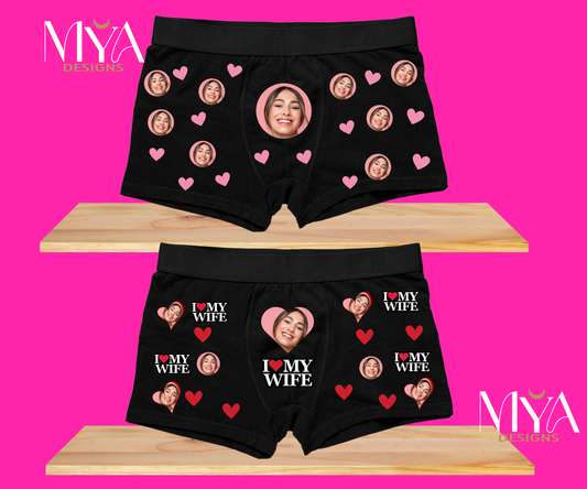 Underwear With Face On Them, Men Woman Boxer, Custom Face Boxers, Mens&Womens Boxers, Funny Gifts, Personalized Boxers, I Love My Wife Boxer