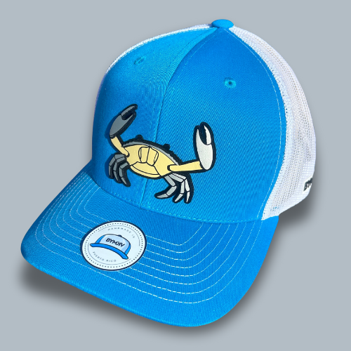 Gorra Aqua Blue con Juey 3D Plateado y Crema | Puerto Rico Crab Hat
